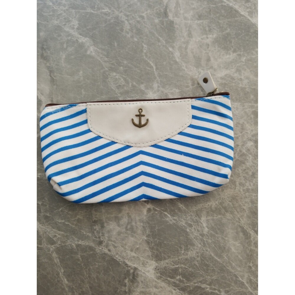 Striped anchor cosmetic bag never used